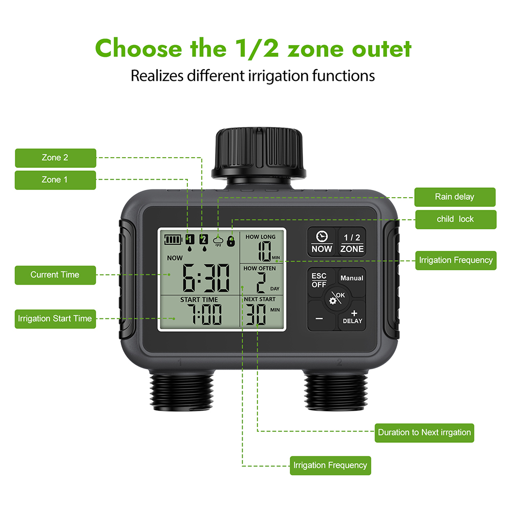 Dual Zone Independent Display  - Smart Garden Water Timer 评论和价格