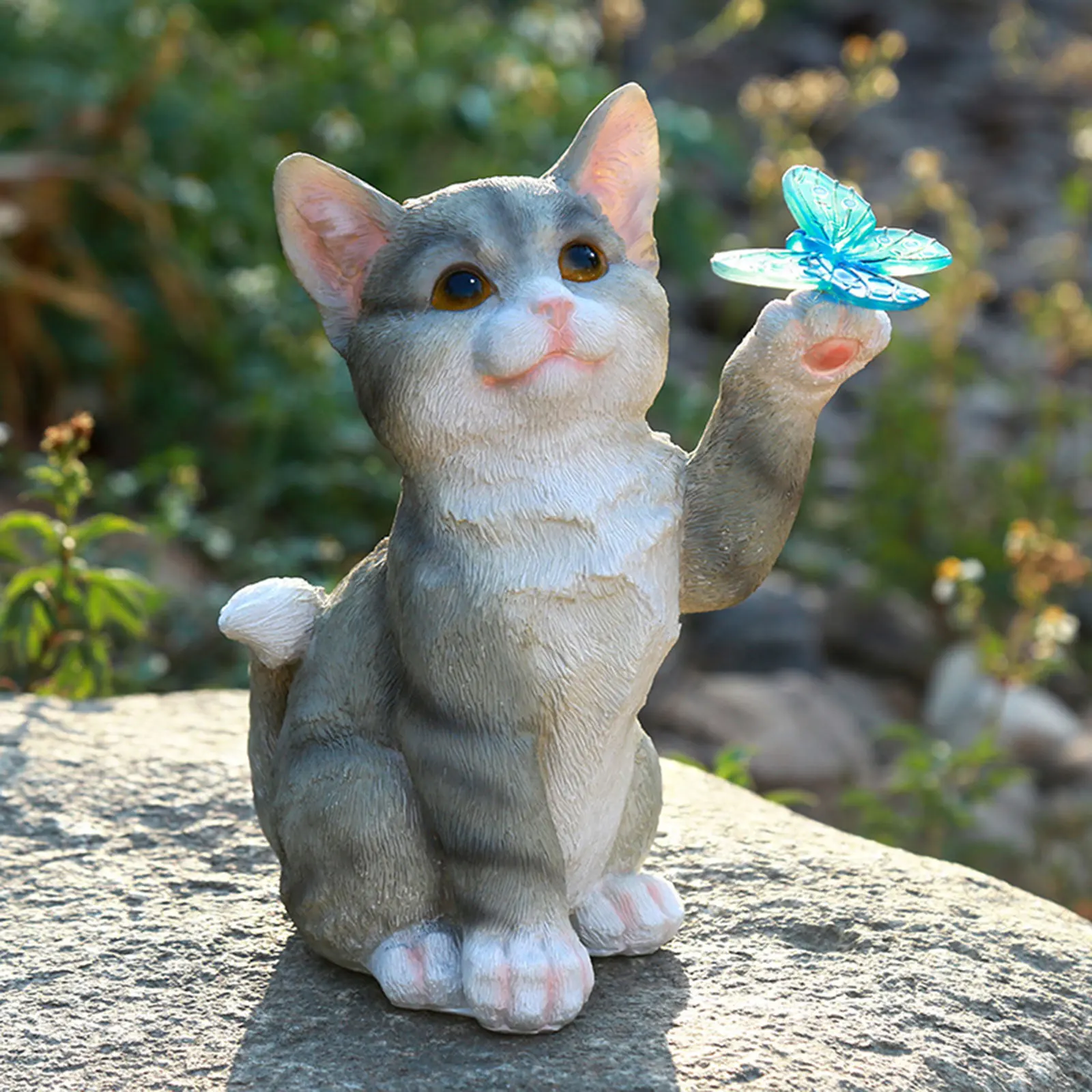 Outdoor Cat Sculpture Figurine - Smart Garden Lamp 评论和价格